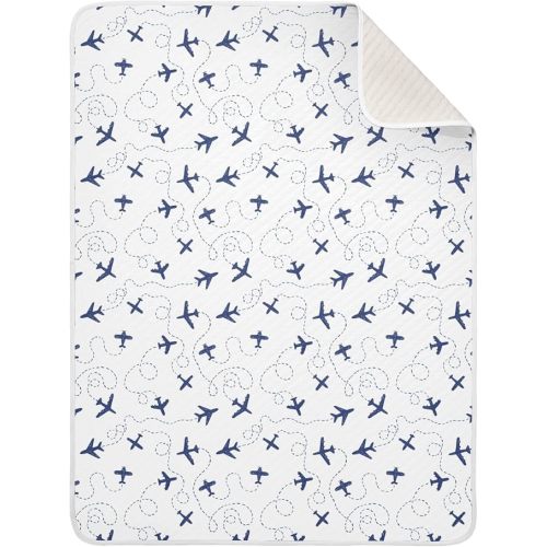 Baby Blanket for Boys Girls Blue Airplanes Nursery Swaddling Wrap Air Plane Transportation Sky White Soft Unisex Toddler Newborn Blanket Receiving Blankets Stroller Crib, 30x40 Inch