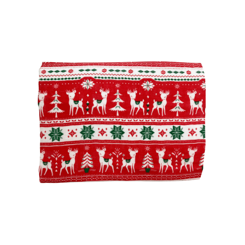 Muslin Swaddle, Red Vintage Deer Fair Isle