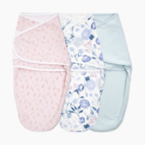 Aden + Anais Essentials Cotton Wrap Swaddles (3 Pack) - Flowers Bloom, 0-3 Months, 3