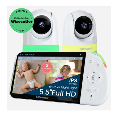 Babysense MaxView PRO: Video Baby Monitor with 2 Cameras, Non Wifi, Sp