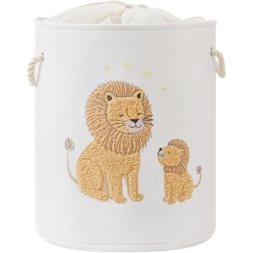 Kids Laundry Basket Baby Hamper for Nursery, 58L Large Dirty Clothes Hampers with Drawstring Closure, Jungle Theme Baby Basket, Stuffed Animal Storage Basket Laundry Hamper, Safari Nursery Decor, Lion