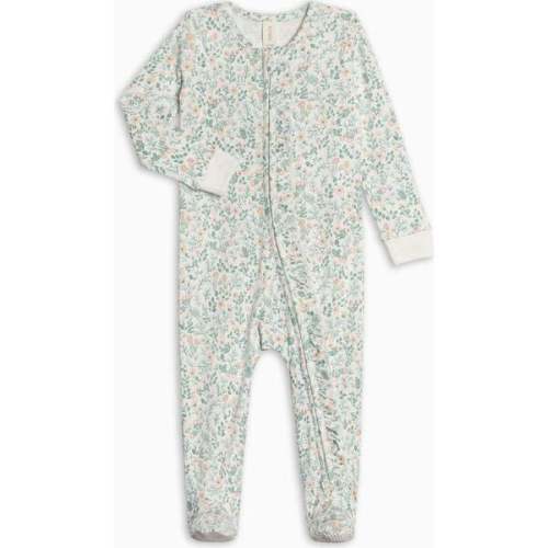 Neve Ruffle Zipper Footed Romper, Merion Floral / Laguna + Shell - Colored Organics | Maisonette