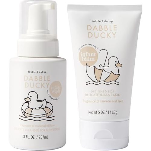 Dabble & Dollop Infant Wash & Lotion Bundle – Fragrance-Free, Hypoallergenic, Dermatologist Tested, Vegan & Cruelty-Free, Safe for Newborns (2-Pack)