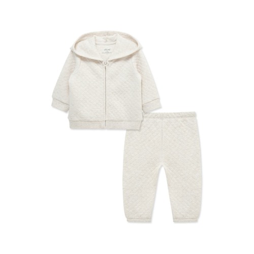 Oatmeal Quilted Hoodie & Pants Set