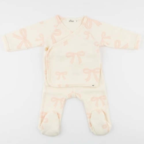 Pink Bows Kimono Footie Set - Poppyseed Kids