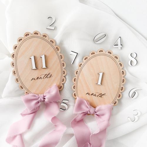 Baby Monthly Milestone Sign – Personalized Wood Photo Prop with Number Set