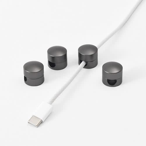 BRIGHTTIA Cable Clips - Cord Management Brass Buttons - Multipurpose Wire Holder Organizer System for Home, Office, Dorm and Car - Gift for Him, Her and Students - 4 Pack (Matte Gunmetal)