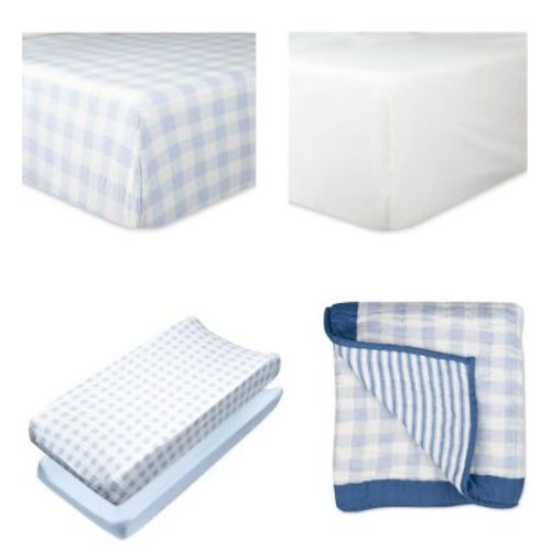 Honest Baby Organic Cotton Bedding Set - Haberdashery Blues - 5pc