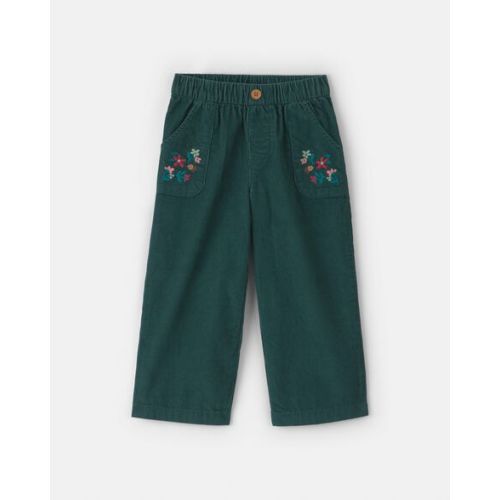 Toddler Girl Floral Corduroy Wide-Leg Pants - Green | Carter's