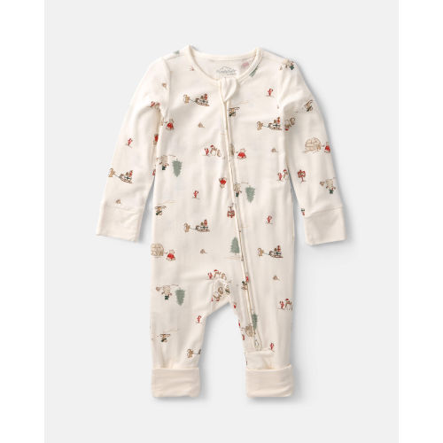 NB Baby North Pole PurelySoft™ 2-Way Zip Sleep & Play Pajamas - Cream