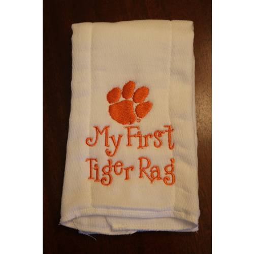 Clemson My First Tiger Rag Burp Cloth