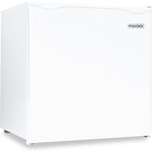 Igloo 1.6 Cu.Ft Mini Fridge with Freezer- Single Door Compact Refrigerator with Glass Shelves for Homes, Dorms & Offices- Keep Snacks, Drinks & Frozen Foods Cool with Temperature Control Fridge- White