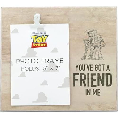 Open Road Brands Disney Pixar Toy Story You've Got a Friend in Me Wood Photo Clip Frame for 5x7 Picture - Cute Toy Story Decoration for Home