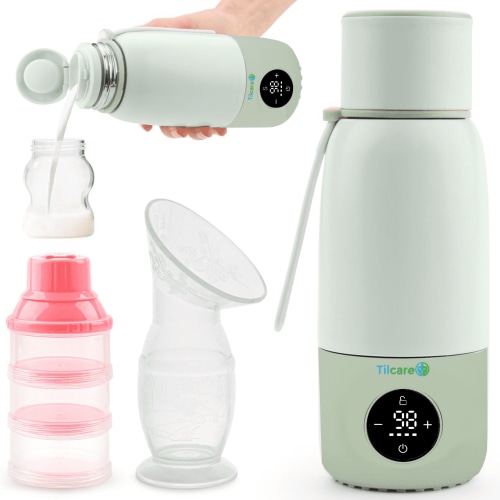 Portable Bottle Warmer for Travel - 17oz 12H Baby Bottle Milk Warmer, Fast Heat Travel Bottle Warmer for Breastmilk, USB Calentador De Biberones on The Go - Wireless Car Bottle Water Warmer, Green