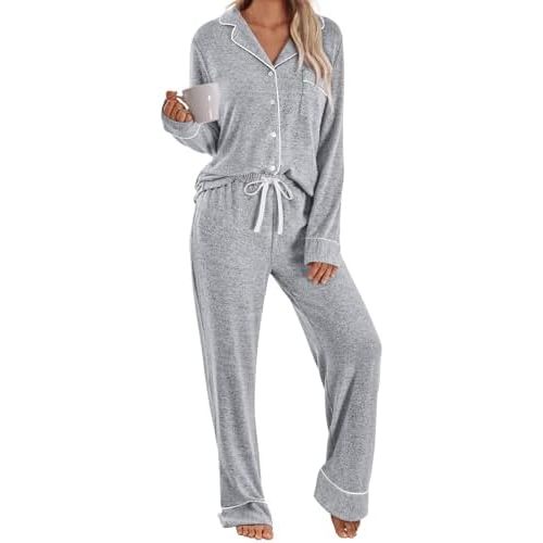 LILLUSORY Womens Fall Pajamas Lounge Sets Cotton Cute Sleep Nightwear Winter Pjs