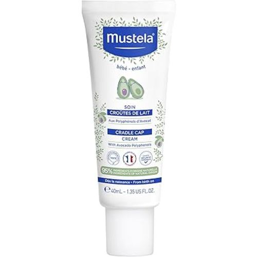 Mustela Cradle Cap Cream for Newborn - Fragrance-Free Baby Moisturizer for Seborrheic Dermatitis - Helps to minimize Scalp Flakes - Clinically & Dermatologist Tested - 1.35 fl. oz.