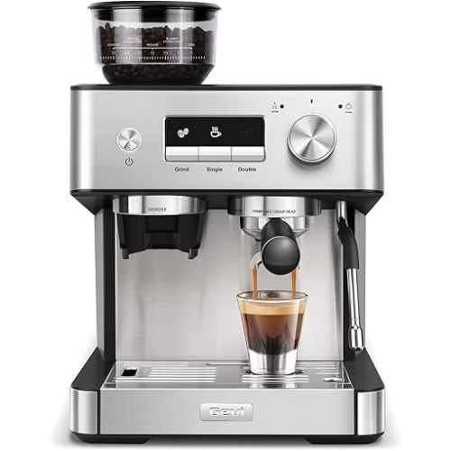 (2026 Upgrade) Gevi 20 Bar Espresso Machine with Grinder & Milk Frother, Professional Coffee Maker for Home, Cappuccino & Latte, Removable Water Tank, Steam Wand