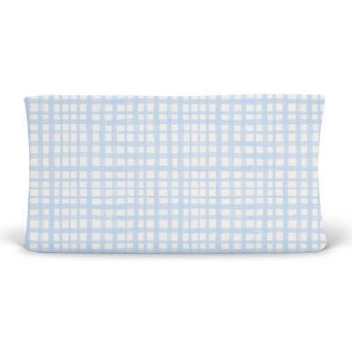 Baby Blue Plaid Changing Pad Cover