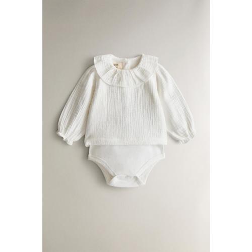 MUSLIN BABY BODYSUIT - Oyster-white | ZARA United States