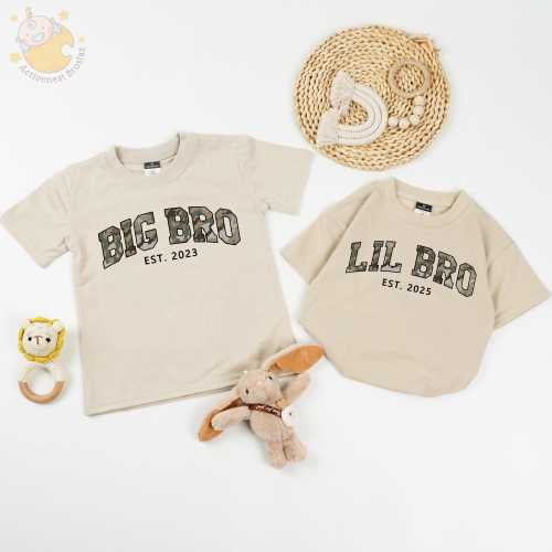 Custom Big Bro Little Bro Camo Hunting Shirt, Big Brother Toddler, Little Bro Bodysuit, Camouflage Sibling Outfit, Matching Brother Shirts