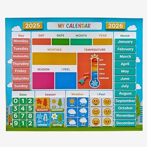 My First Daily Magnetic Calendar | Weather Station for Kids | Moods and Emotions | Preschool Learning Toys | Classroom Calendar Set |Usable on Wall or Fridge