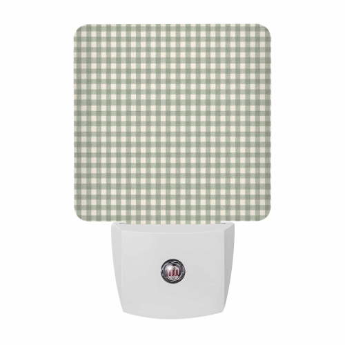 Night Lights Plug into Wall, Sage Green Plaid LED Night Light with Dusk to Dawn Sensor, Gingham Checked Minimalist Modern Decorative Nightlight for Hallway Bathroom Kitchen