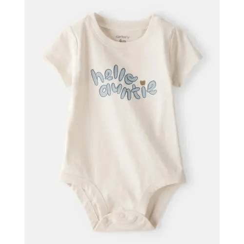 Baby 'Hello Auntie' Short-Sleeve Graphic Bodysuit - Cream | Carter's