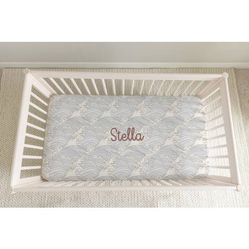 Personalized Wave Crib Sheet | Boho Sea Nursery Bedding