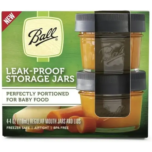 Ball Smooth Sided Regular Mouth Glass Mason Jars, 4 oz, 4 Pack