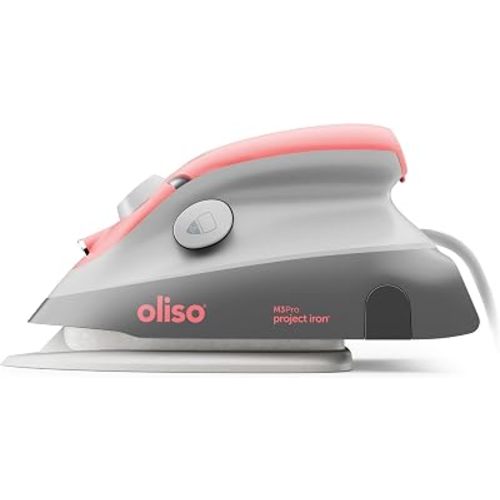 oliso M3Pro Project Mini Steam Iron - Sewing, Quilting, Travel - Coral
