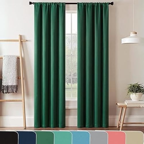 ECLIPSE Darrell Thermaweave Blackout Window Curtain Panel, 37" x 84", Emerald
