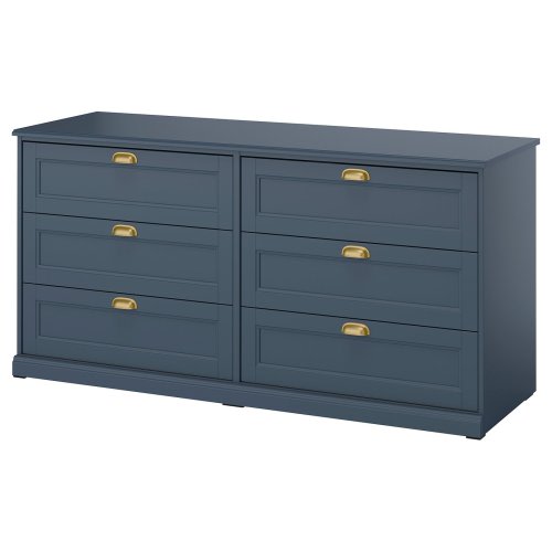FÅGELFJÄLLET 6-drawer dresser - dark gray-blue 63x20 1/8x30 3/4 "