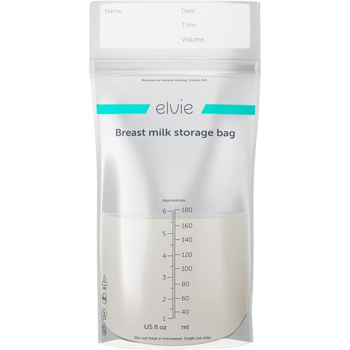 Elvie - Leak-Proof Breastmilk Storage Bags - Freeze and Warm Breast Milk - at Home or On The Go - Hygienic Double-Seal Zipper - Breastfeeding Essentials - 100 Count