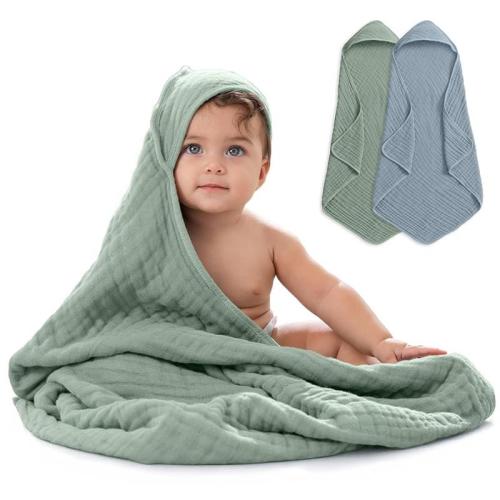 Comfy Cubs - 2Pk Hooded Baby Towel Pacific Blue & Fern