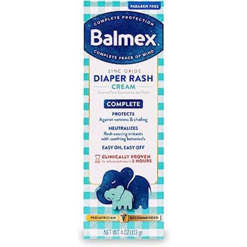 Balmex Complete Protection Baby Diaper Rash Cream with Zinc Oxide + Soothing Botanicals, 4 Ounce