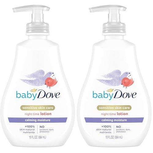 Baby Dove Sensitive Skin Care Baby Lotion For a Soothing Scented Lotion Calming Moisture Hypoallergenic and Dermatologist-Tested 13 oz (Pack of 2)