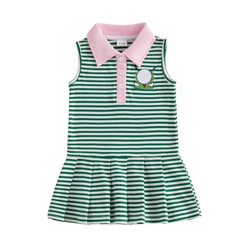 Biayxms Toddler Baby Girl Golf Outfit Dress Sleeveless Golf Car Polo Dresses Casual A-Line Dress Zip Up Sprots Summer Dresses