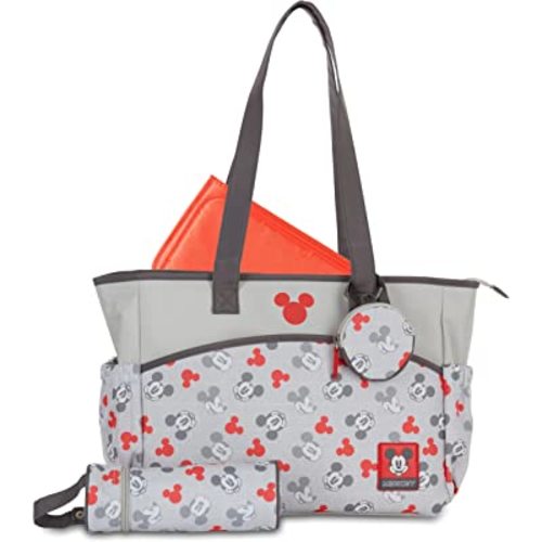 Disney Unisex Baby Tote Diaper Bag and Changing Pad, Minnie Mouse Bows Print, Large