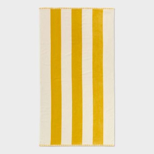 40"x72" Vertical Wide Cabana Striped Oversized Beach Towel Yellow - Threshold™