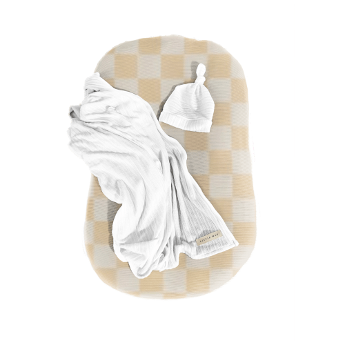Beige & White Checkered Baby Lounger Cover