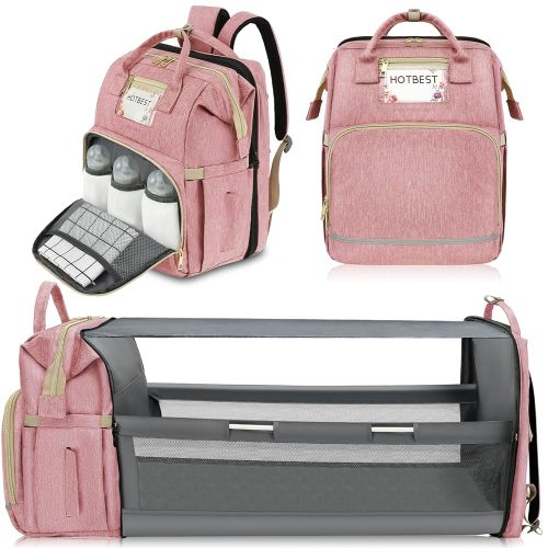 HOTBEST Unisex Baby Diaper Bag Backpack, Pink, Large