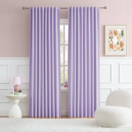 DUALIFE Lavender Curtains Room Darkening，Rod Pocket and Back Tab Thermal Insulated Drapes 52x90 Inch，2 Panels