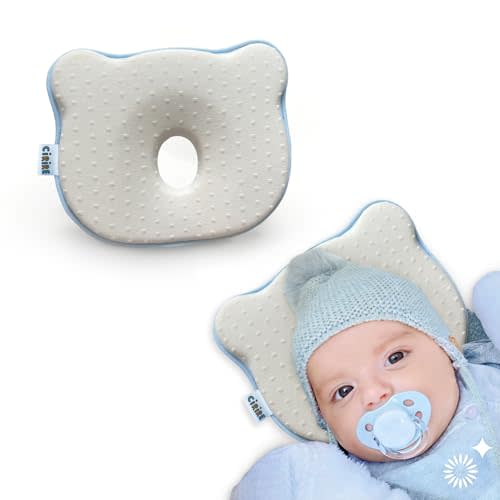 Memory Foam Baby Cushion, Soft Cozy Machine-Washable, Head and Neck Support Breathable Anti-Slip Design for Infants for Small Boys and Girls Tummy Time(Beige)