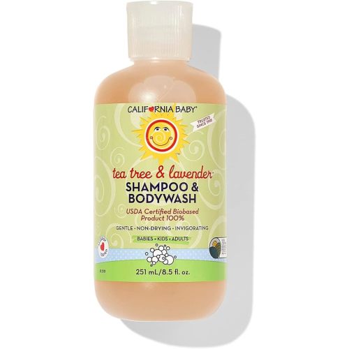 California Baby Tea Tree & Lavender Baby Wash + Baby Shampoo | 100% Plant-Based | Tea Tree Shampoo For Sensitive Skin | Hypoallergenic | 251mL / 8.5oz
