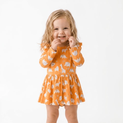 Full Sleeve Baby Girl Dress - Safari Buddies