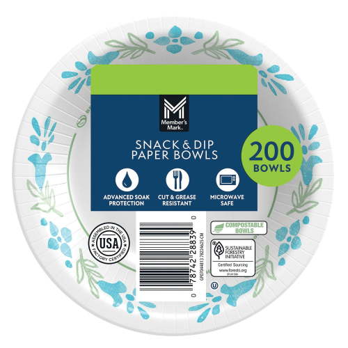 Member's Mark Snack/Dip Paper Bowls, 12 oz., 200 ct.
