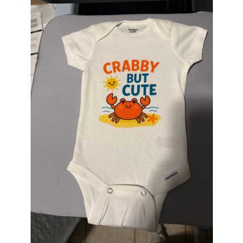 3-6M Crabby But Cute Baby Onesie – Funny Summer Beach Bodysuit for Boys or Girls – Cute Crab Infant Outfit – Baby Shower Gift – Newborn Clothing