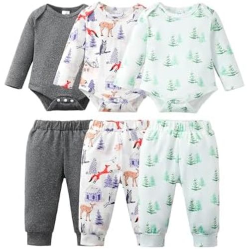NZRVAWS Newborn Baby Boy Clothes Infant Boy Outfits Romper Pants Set 6 Pcs 0 3 6 9 12 Months