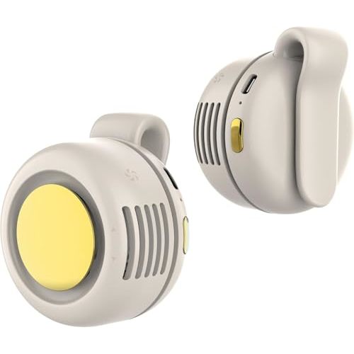 Clip On Mini Bladeless Fan - Portable 3-Speed Personal Fan with USB-C, for Waist, Bag & Neck (White)