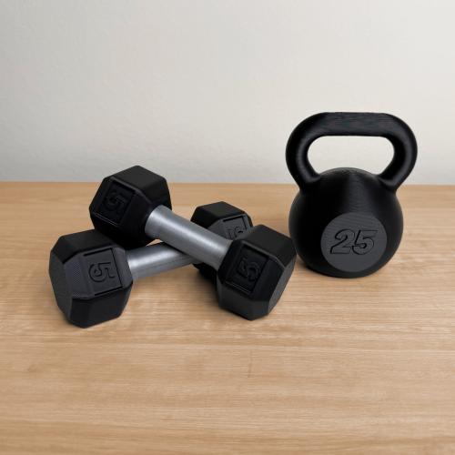 Baby Rattle Set: 3D Printed Dumbbell & Kettlebell, Fitness Gift